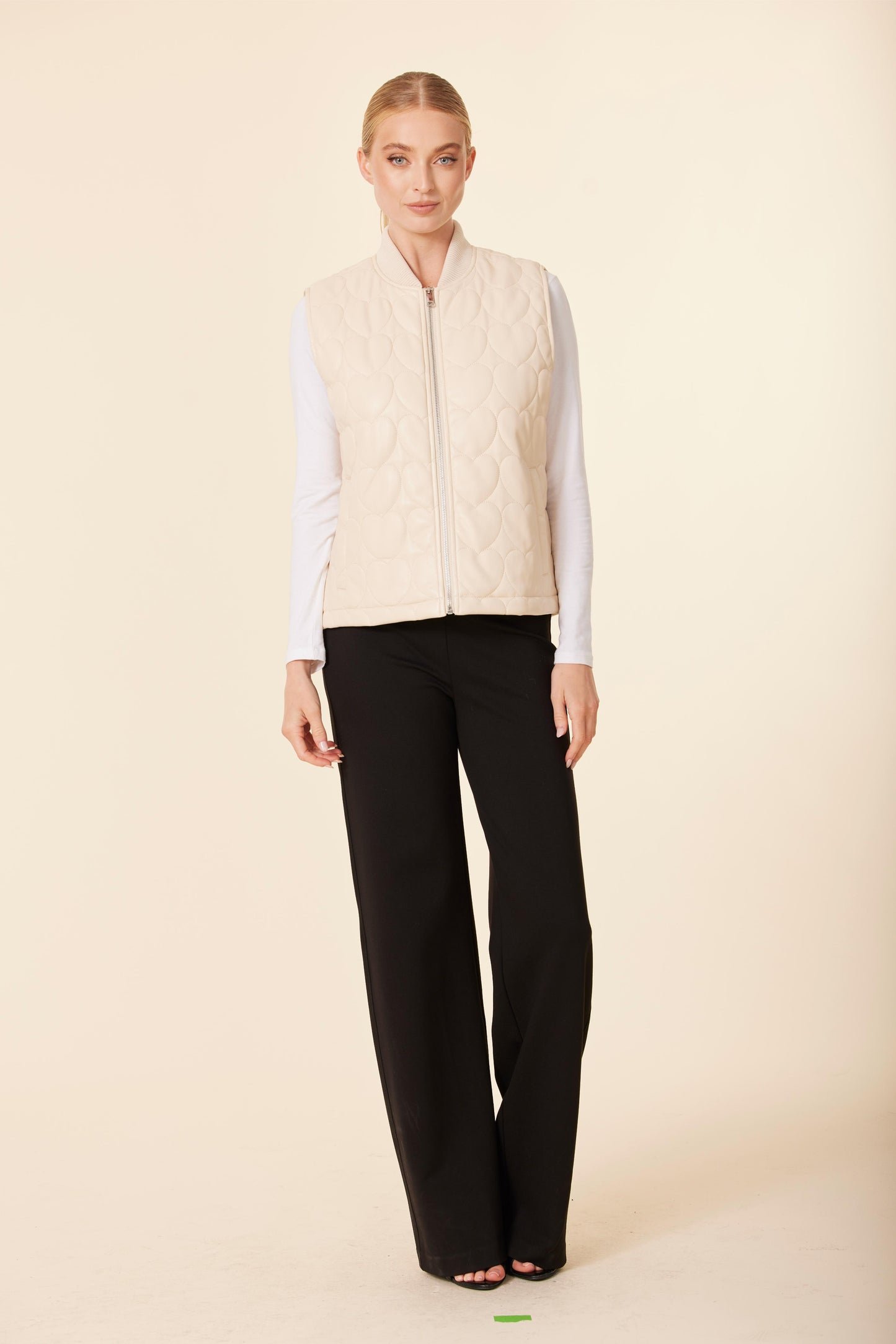 Faux Leather Quilted Heart Vest