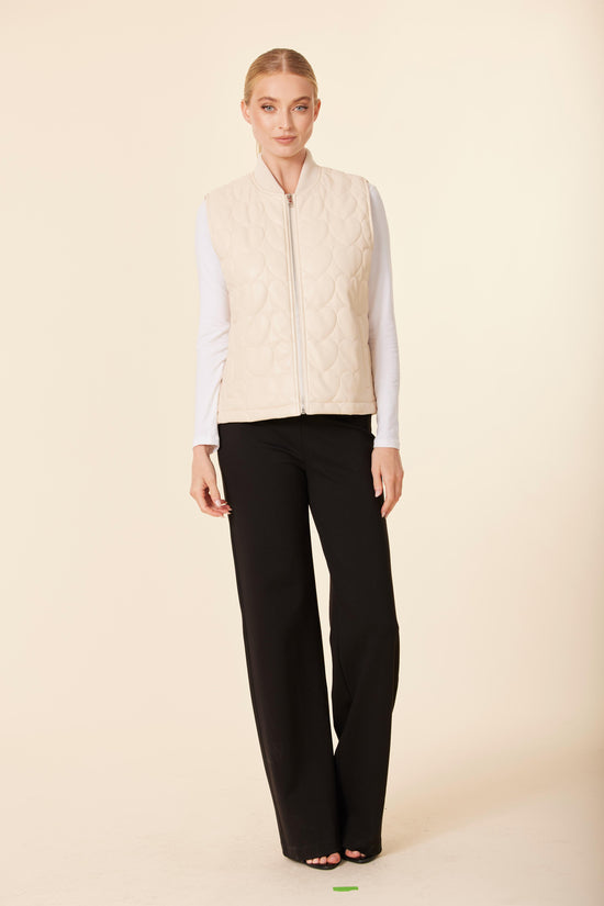 Faux Leather Quilted Heart Vest