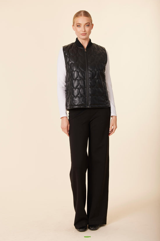 Faux Leather Quilted Heart Vest