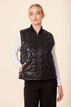 Faux Leather Quilted Heart Vest