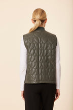 Faux Leather Quilted Heart Vest