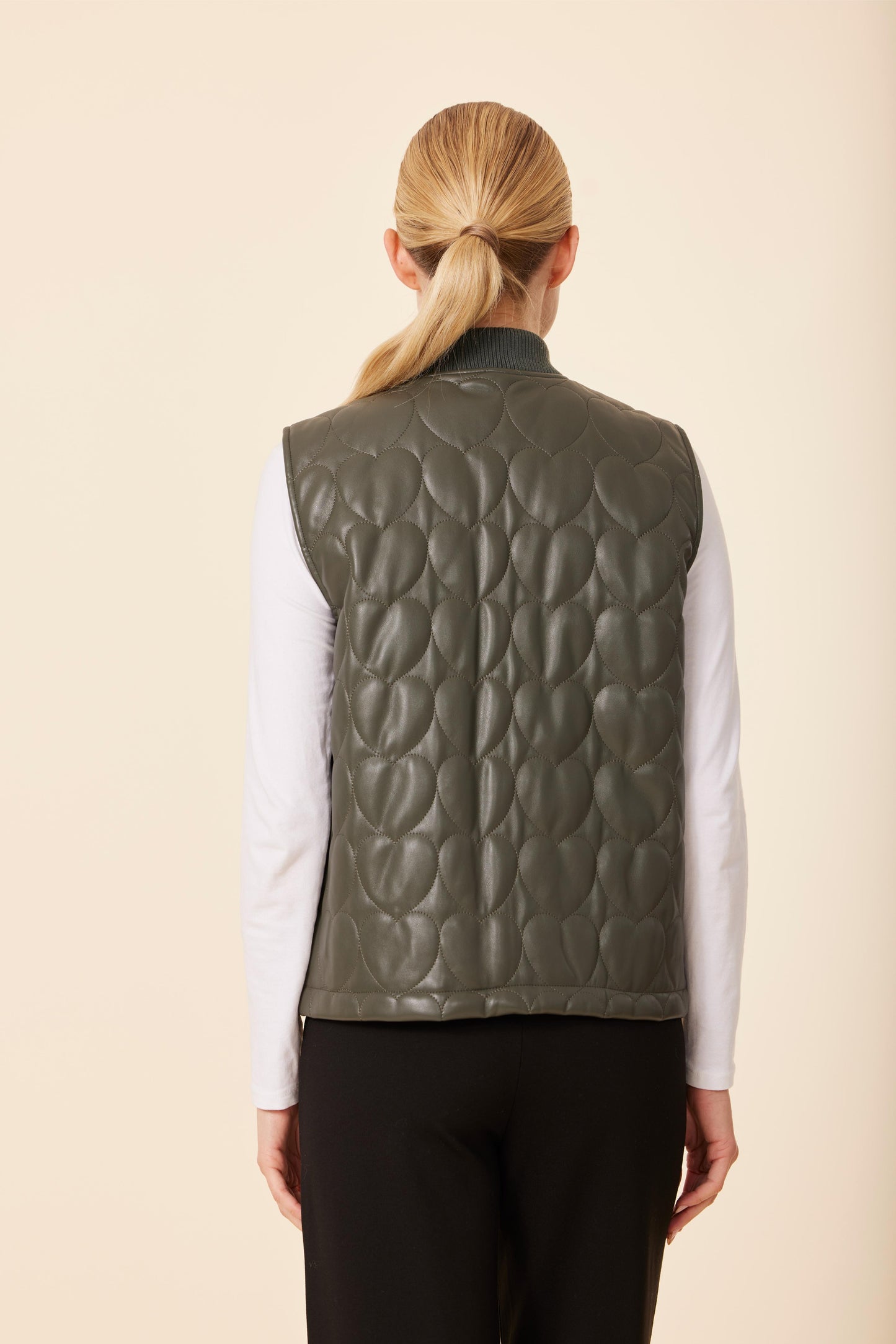 Faux Leather Quilted Heart Vest