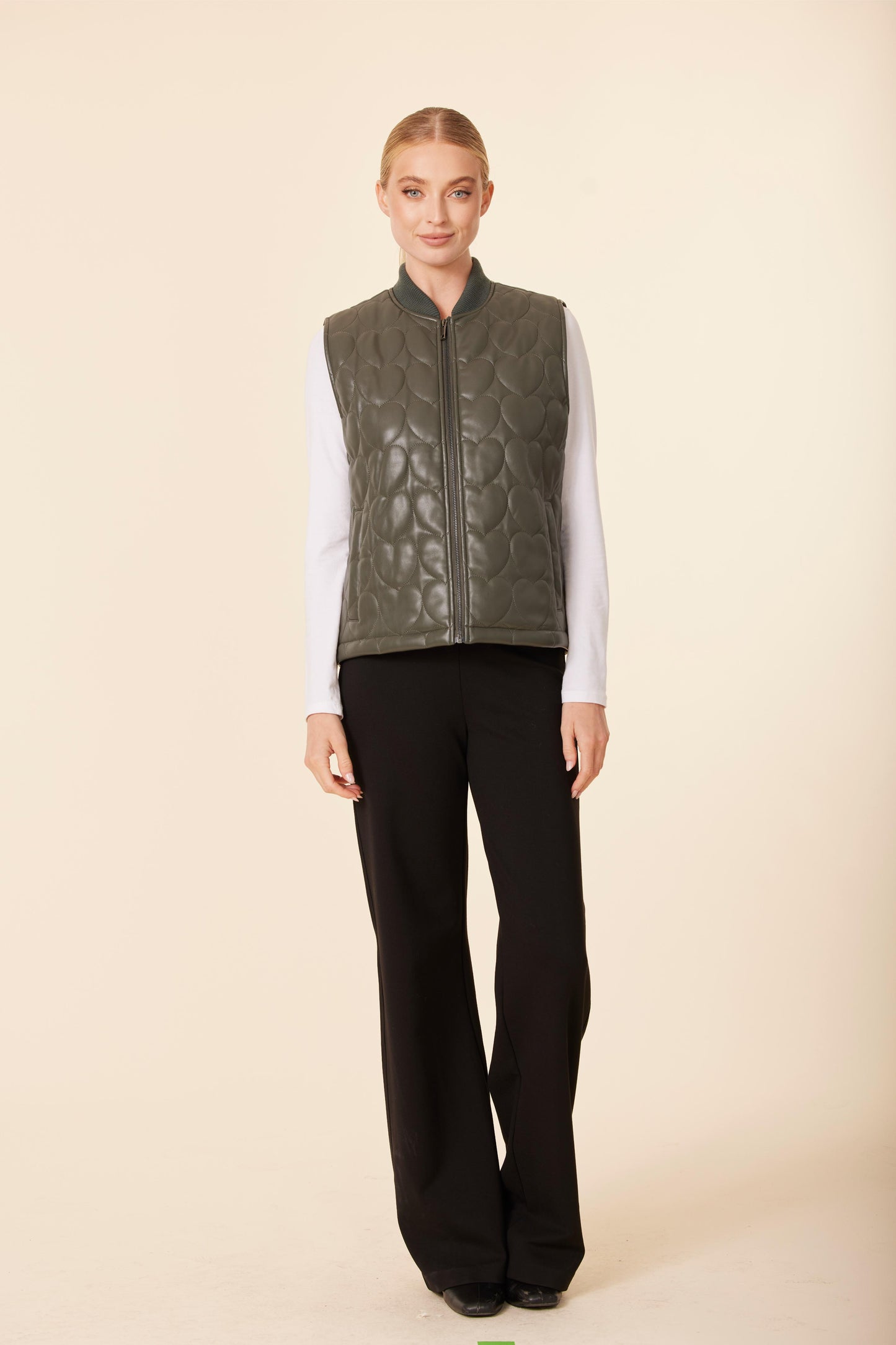 Faux Leather Quilted Heart Vest
