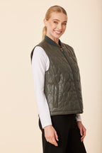 Faux Leather Quilted Heart Vest