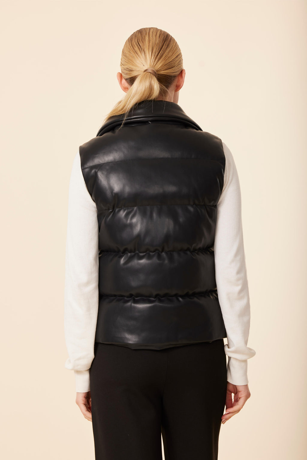 Faux Leather Puffer Vest