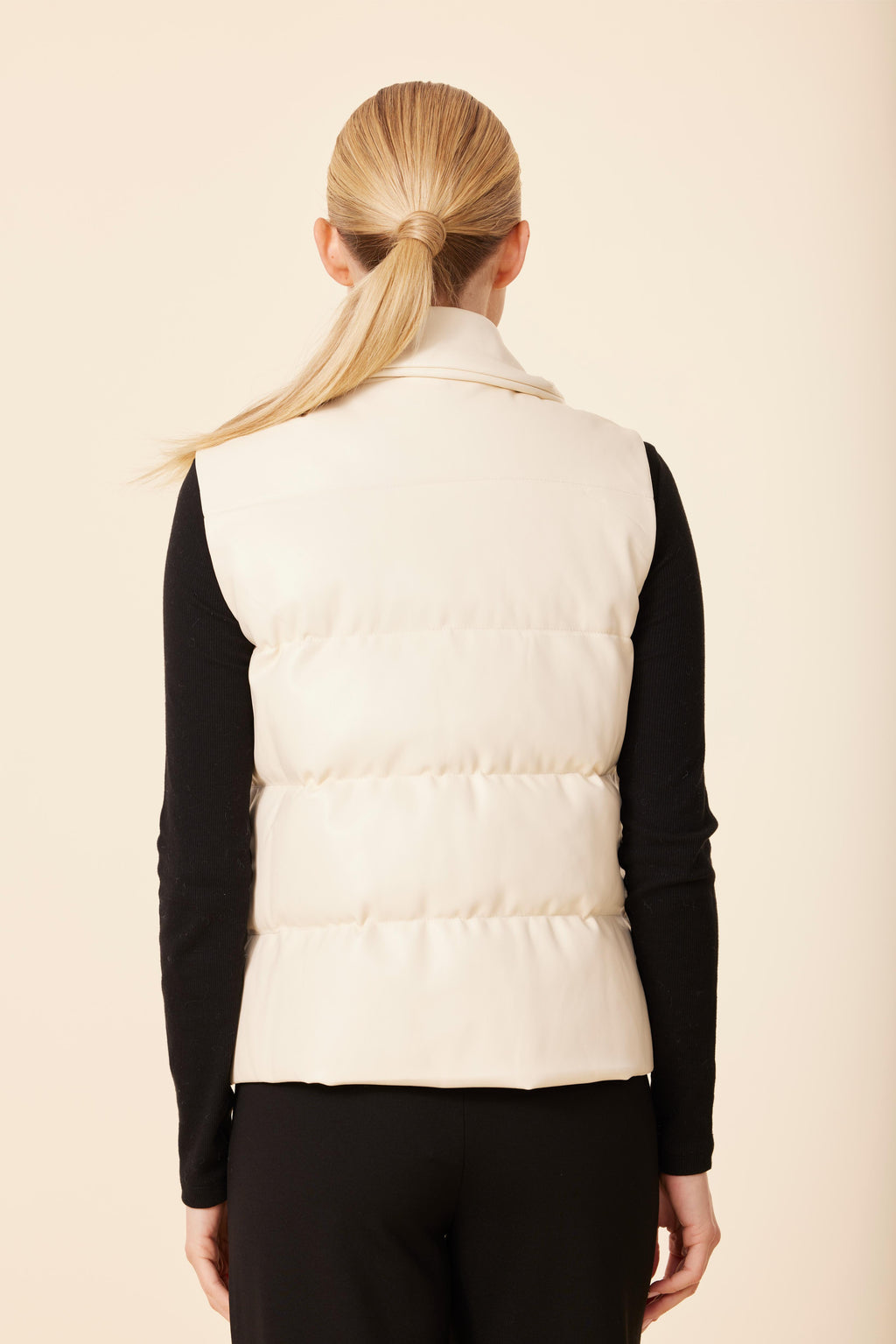 Faux Leather Puffer Vest