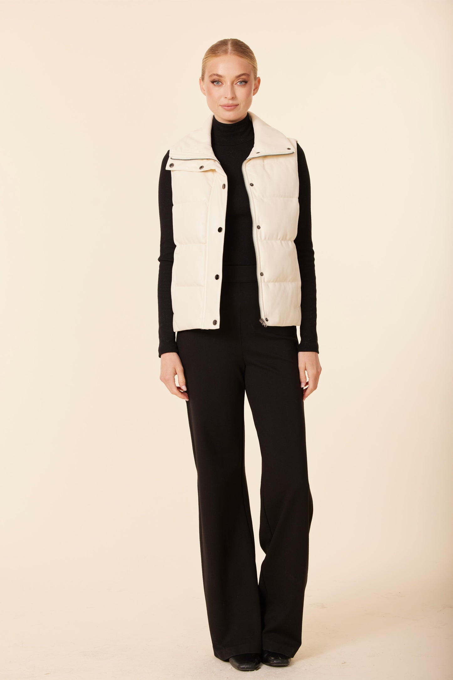 Faux Leather Puffer Vest