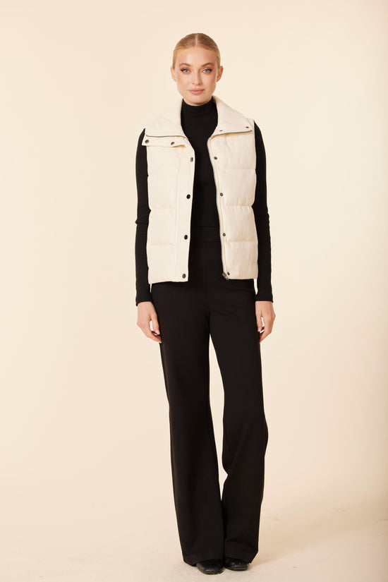 Faux Leather Puffer Vest