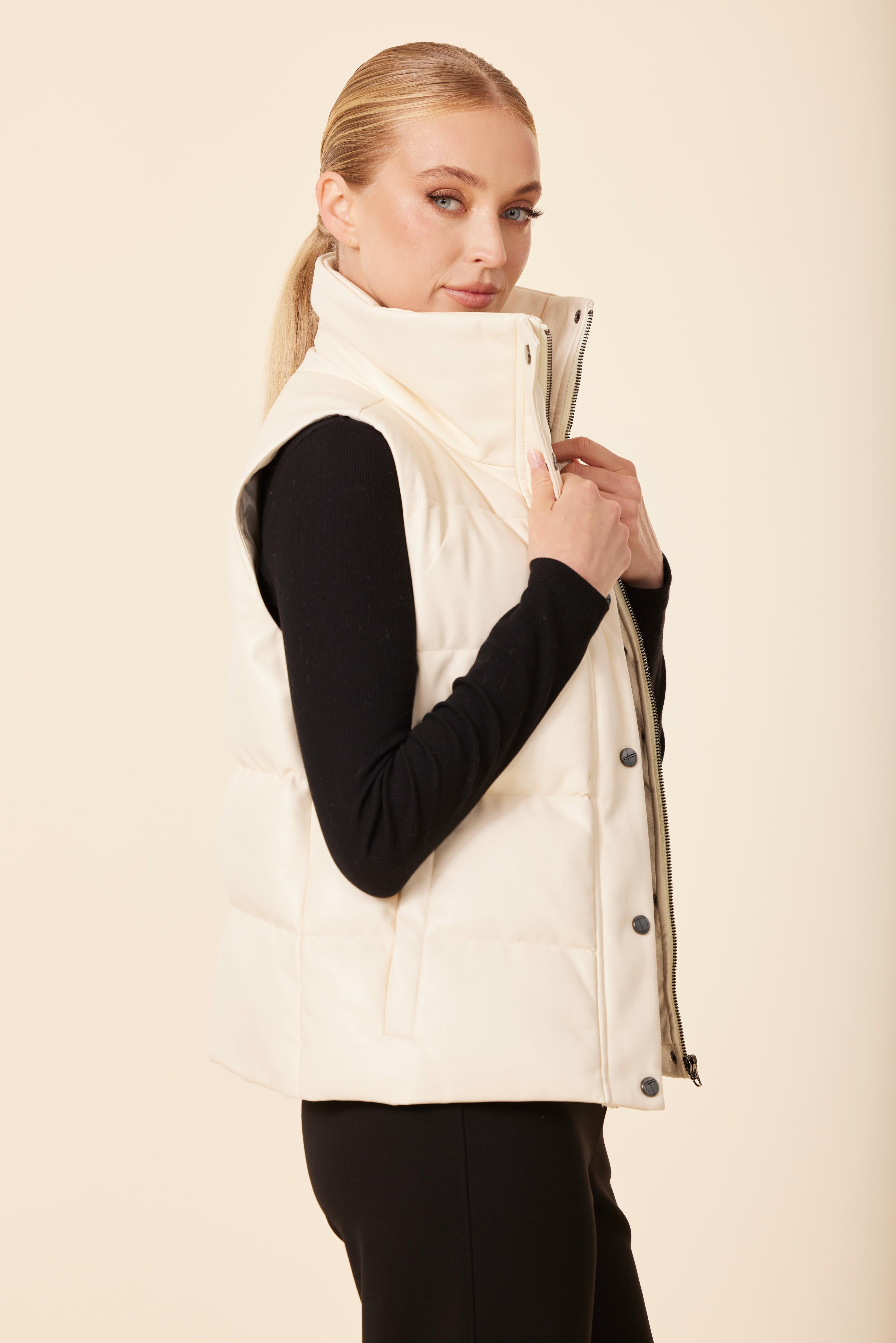 Faux Leather Puffer Vest