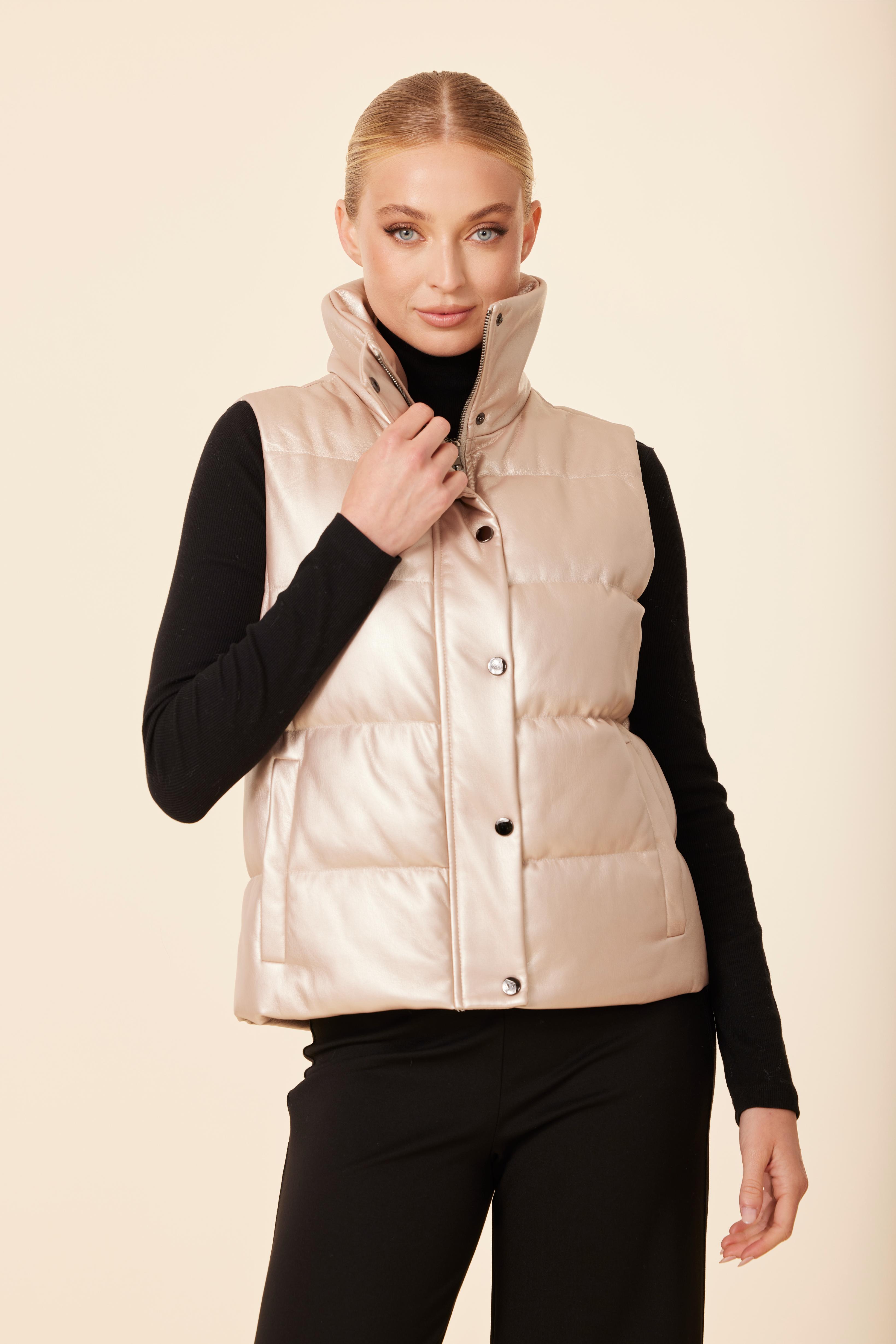Faux Leather Puffer Vest