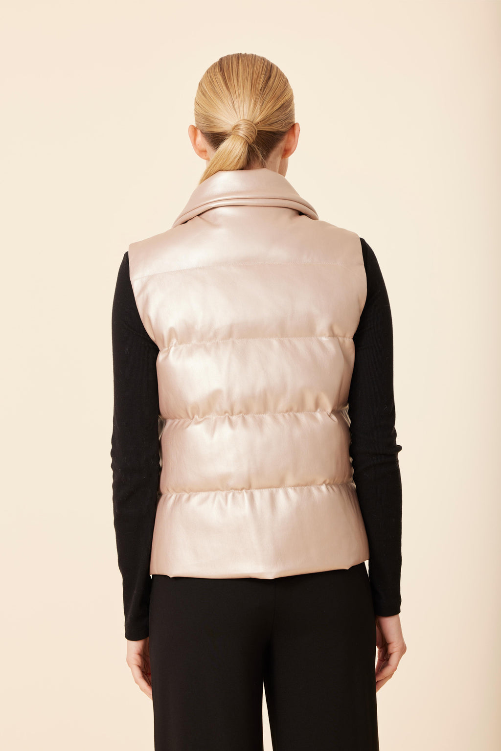 Faux Leather Puffer Vest