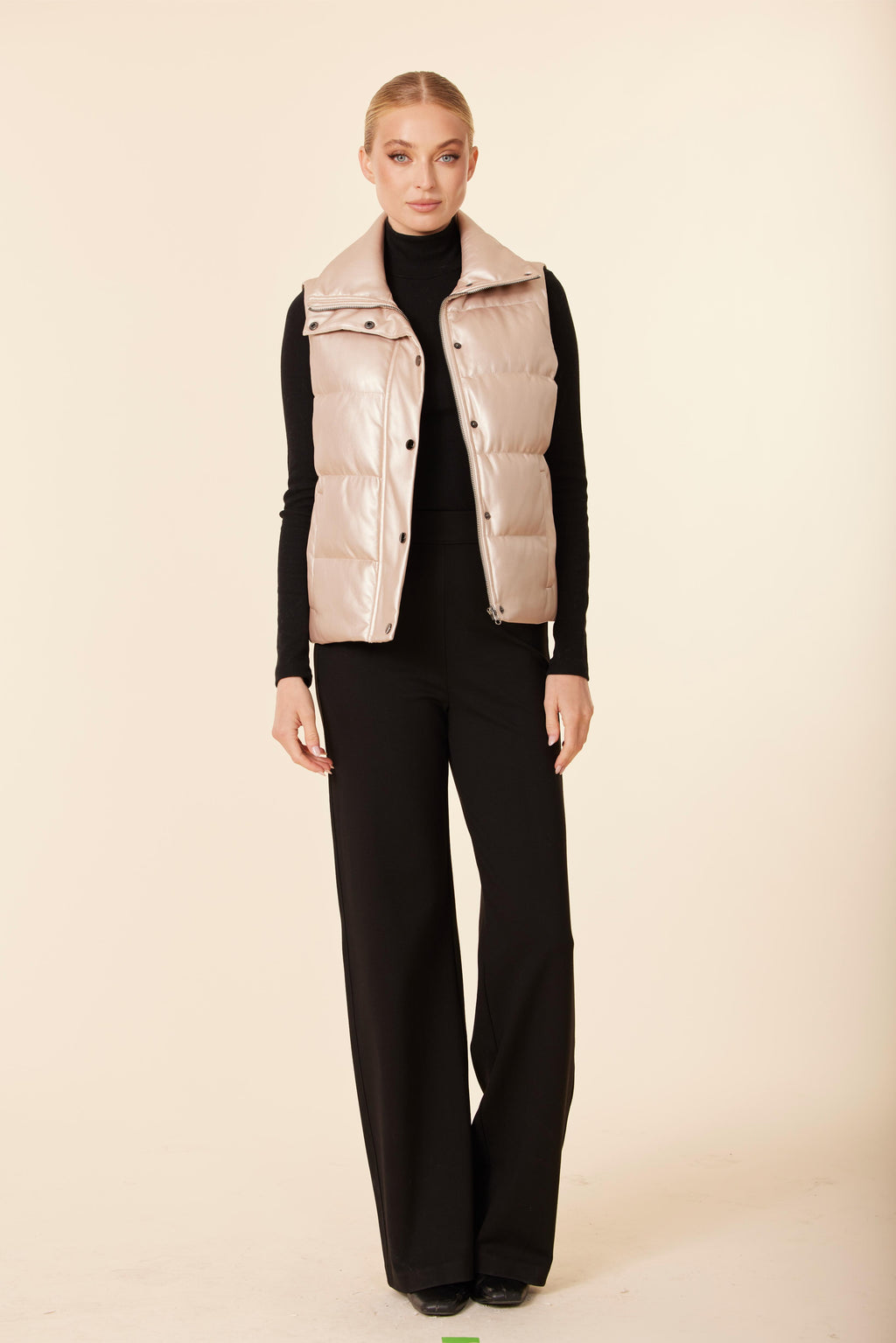 Faux Leather Puffer Vest