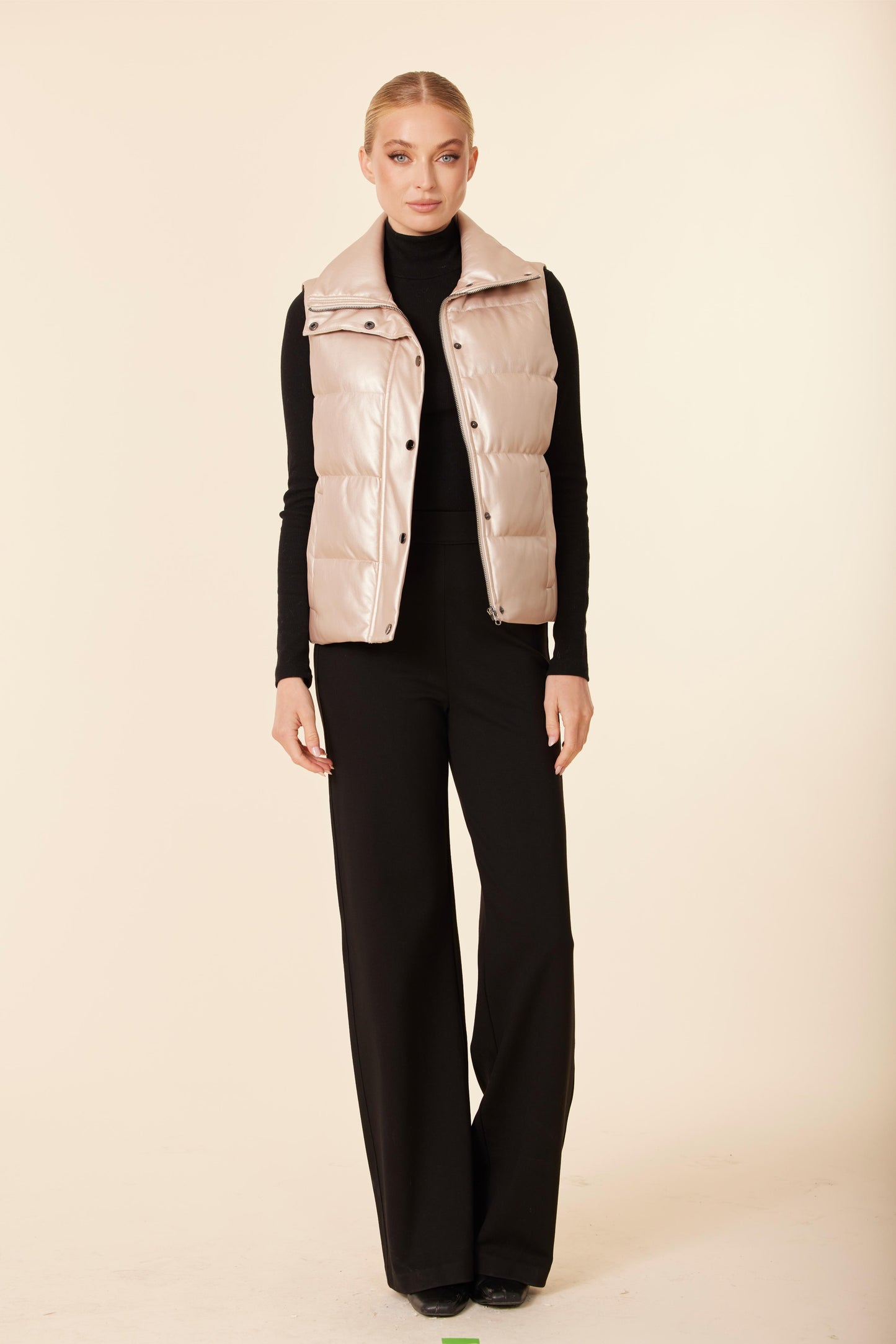 Faux Leather Puffer Vest