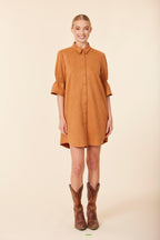 Faux Suede Ruffle Sleeve Dress