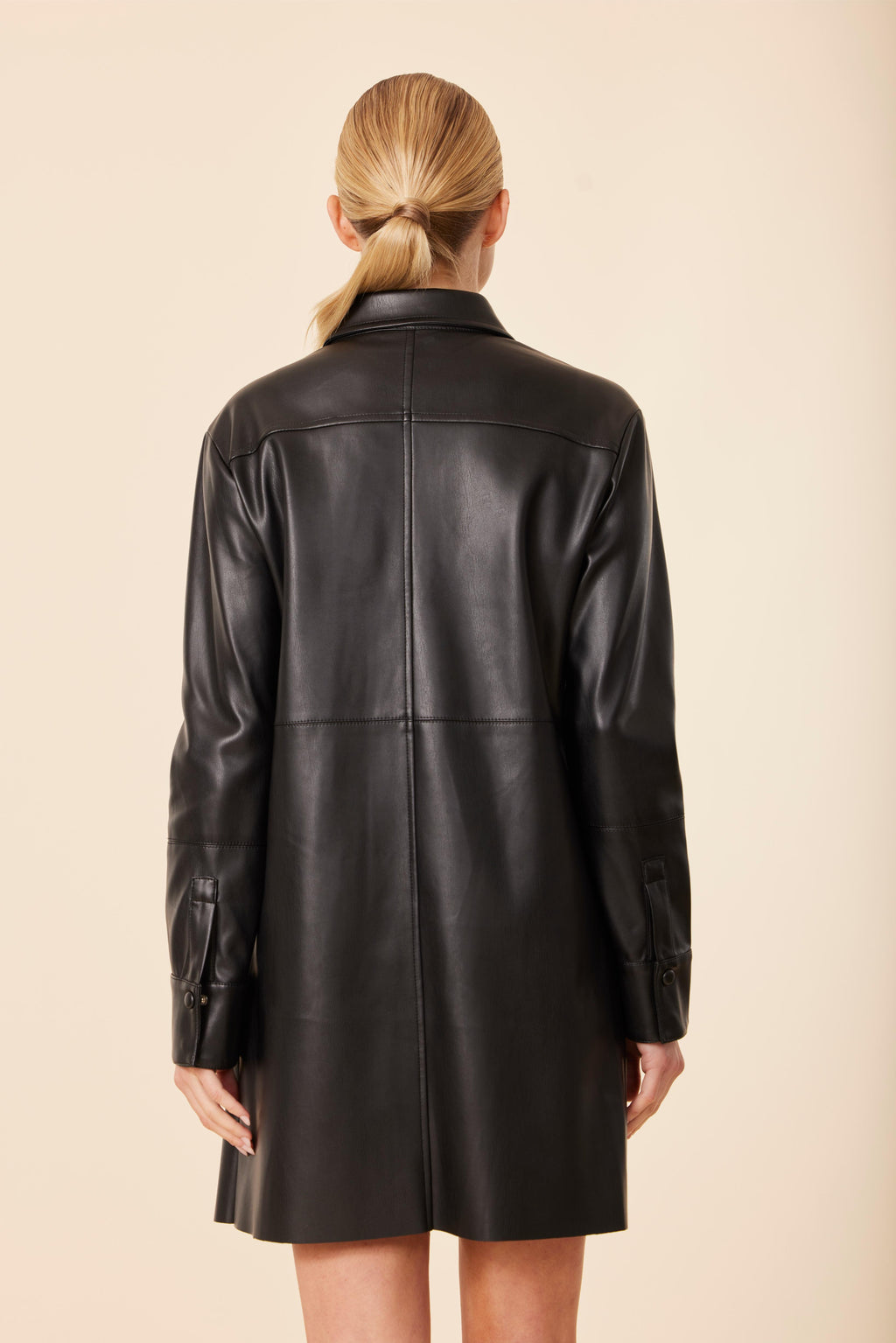 Faux Leather Shirt Dress