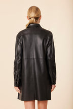 Faux Leather Shirt Dress