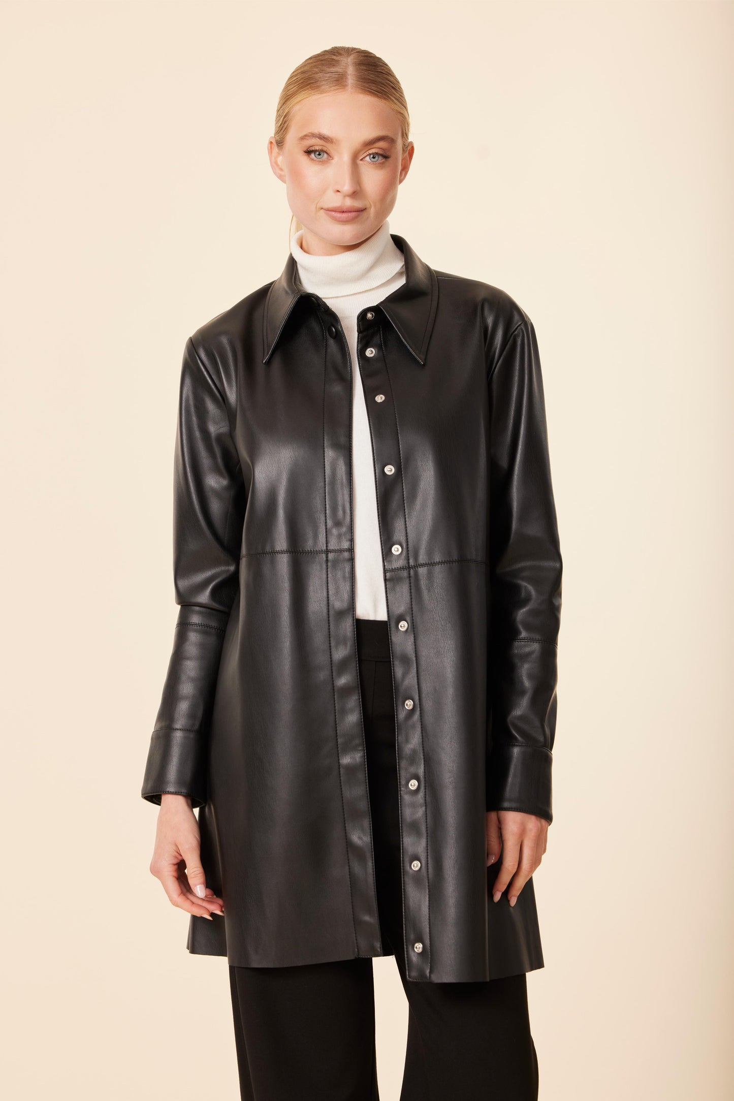 Vegan Leather Shirt Dress
