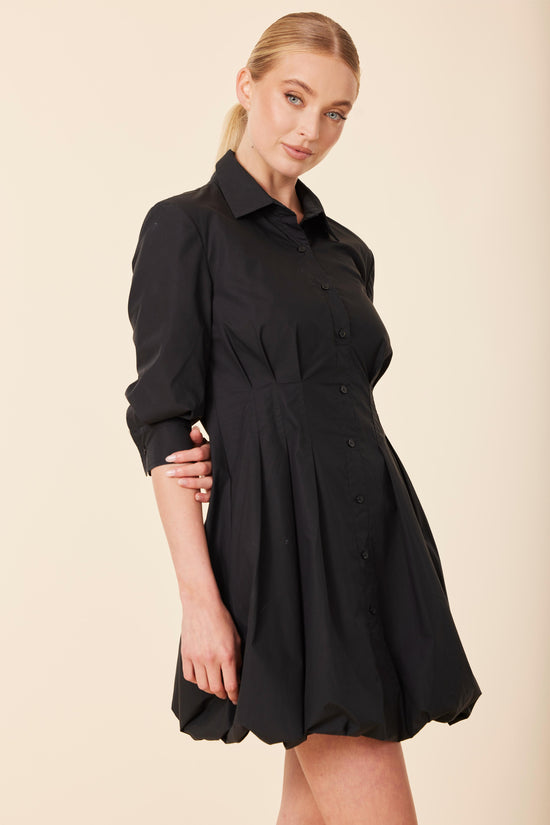 Poplin 3/4 Sleeve Bubble Dress