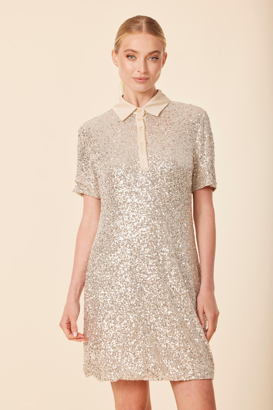 Sequin Polo Short Sleeve Dress