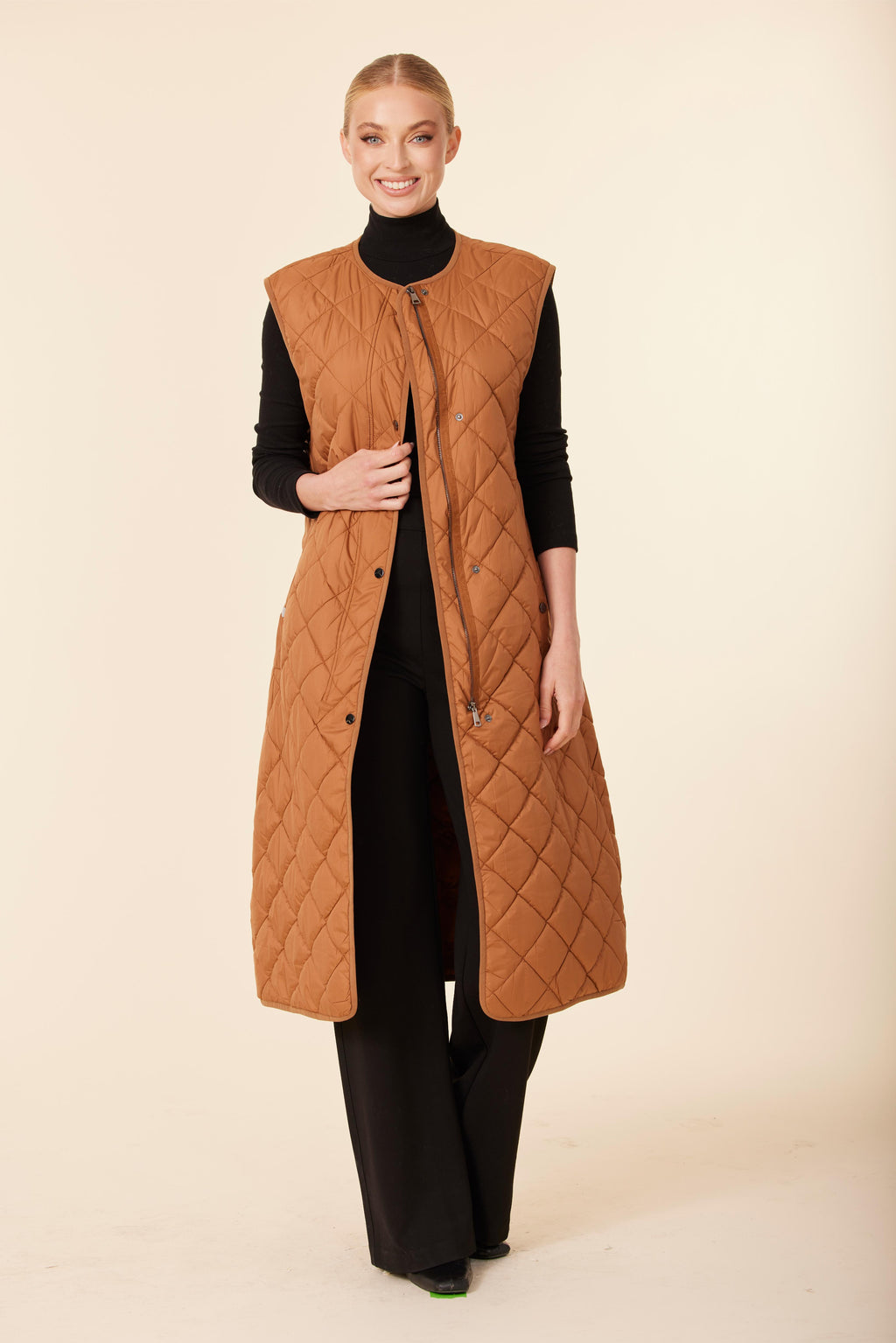 Quilted Nylon Long Vest