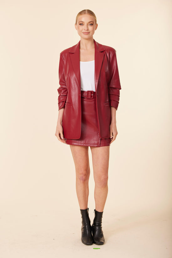 Faux Leather Side Button Skirt