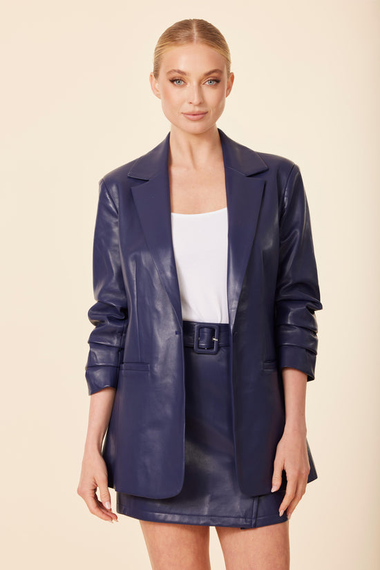 Faux Leather Side Button Skirt