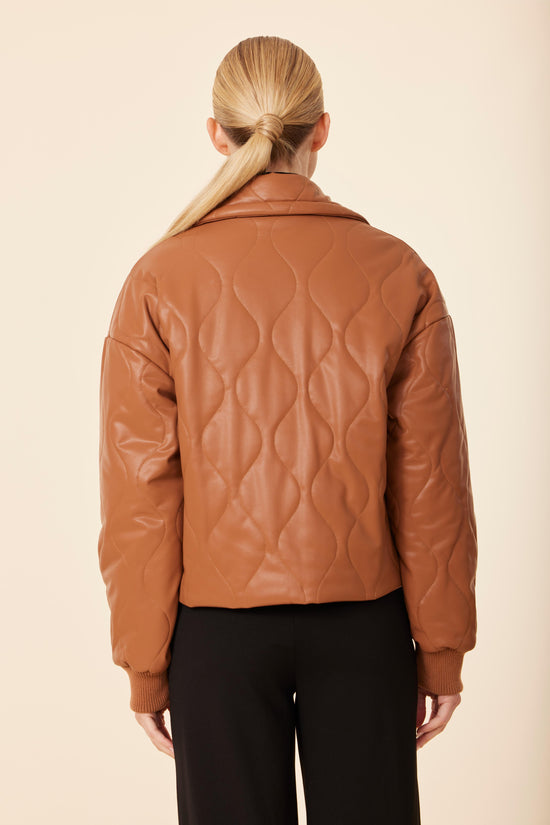 Faux Leather Quilted Jacket