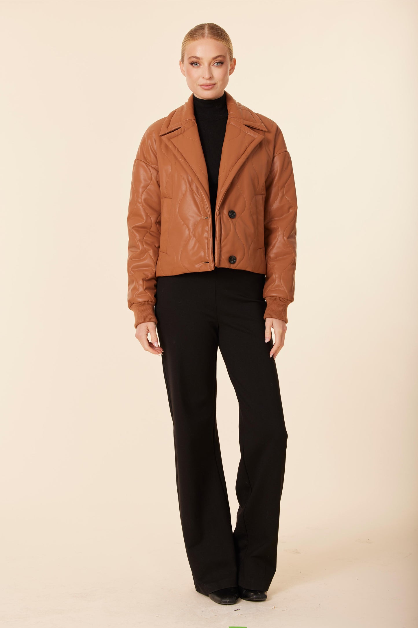 Faux Leather Quilted Jacket