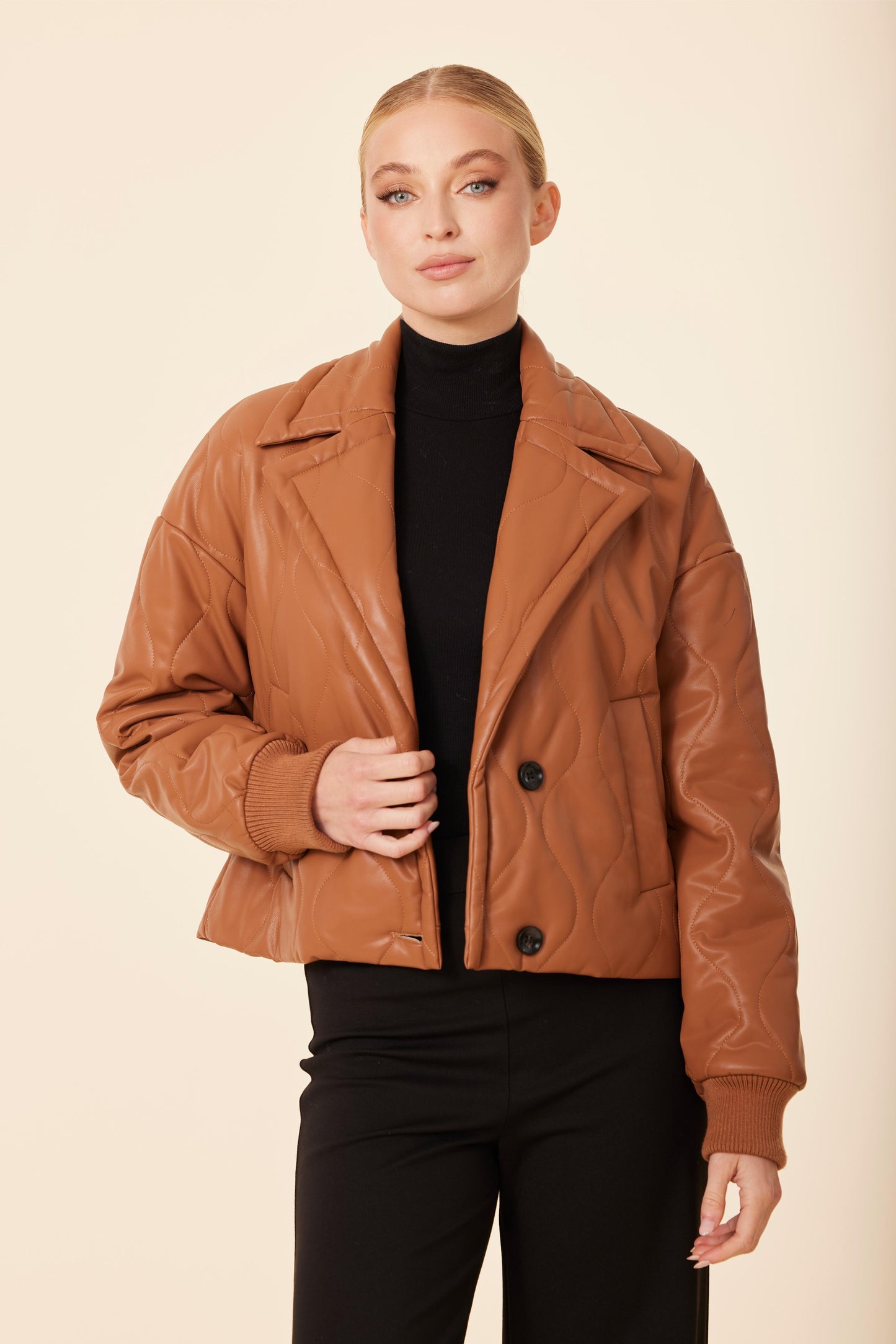Faux Leather Quilted Jacket