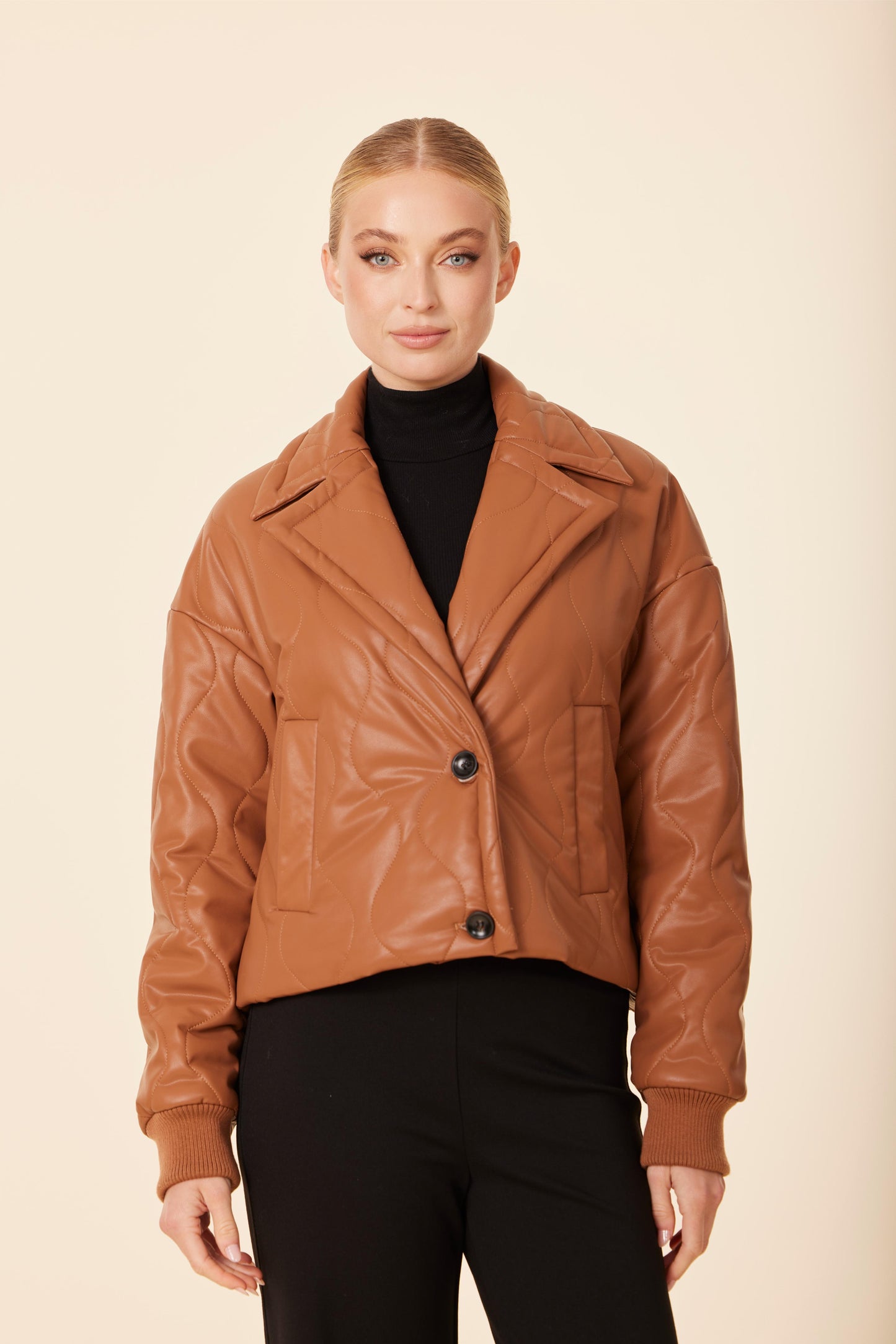 Faux Leather Quilted Jacket