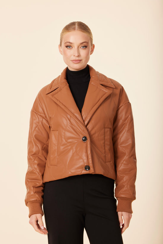 Faux Leather Quilted Jacket