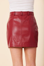 Faux Leather Side Button Skirt