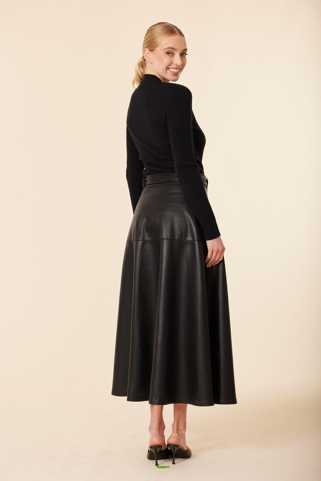 Vegan Leather Mock Turtle Long Dress