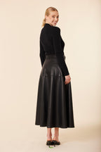Vegan Leather Mock Turtle Long Dress