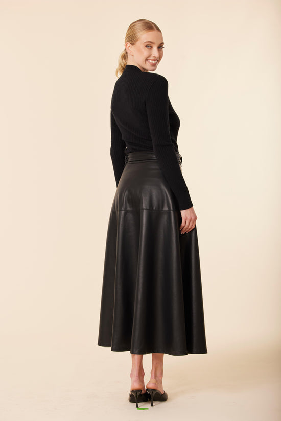 Vegan Leather Mock Turtle Long Dress