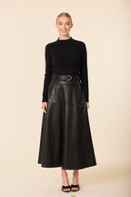 Vegan Leather Mock Turtle Long Dress