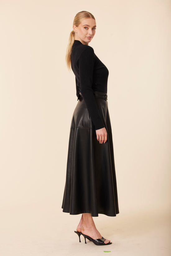 Vegan Leather Mock Turtle Long Dress