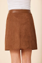 Faux Suede And Faux Leather Skirt
