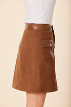 Faux Suede And Faux Leather Skirt