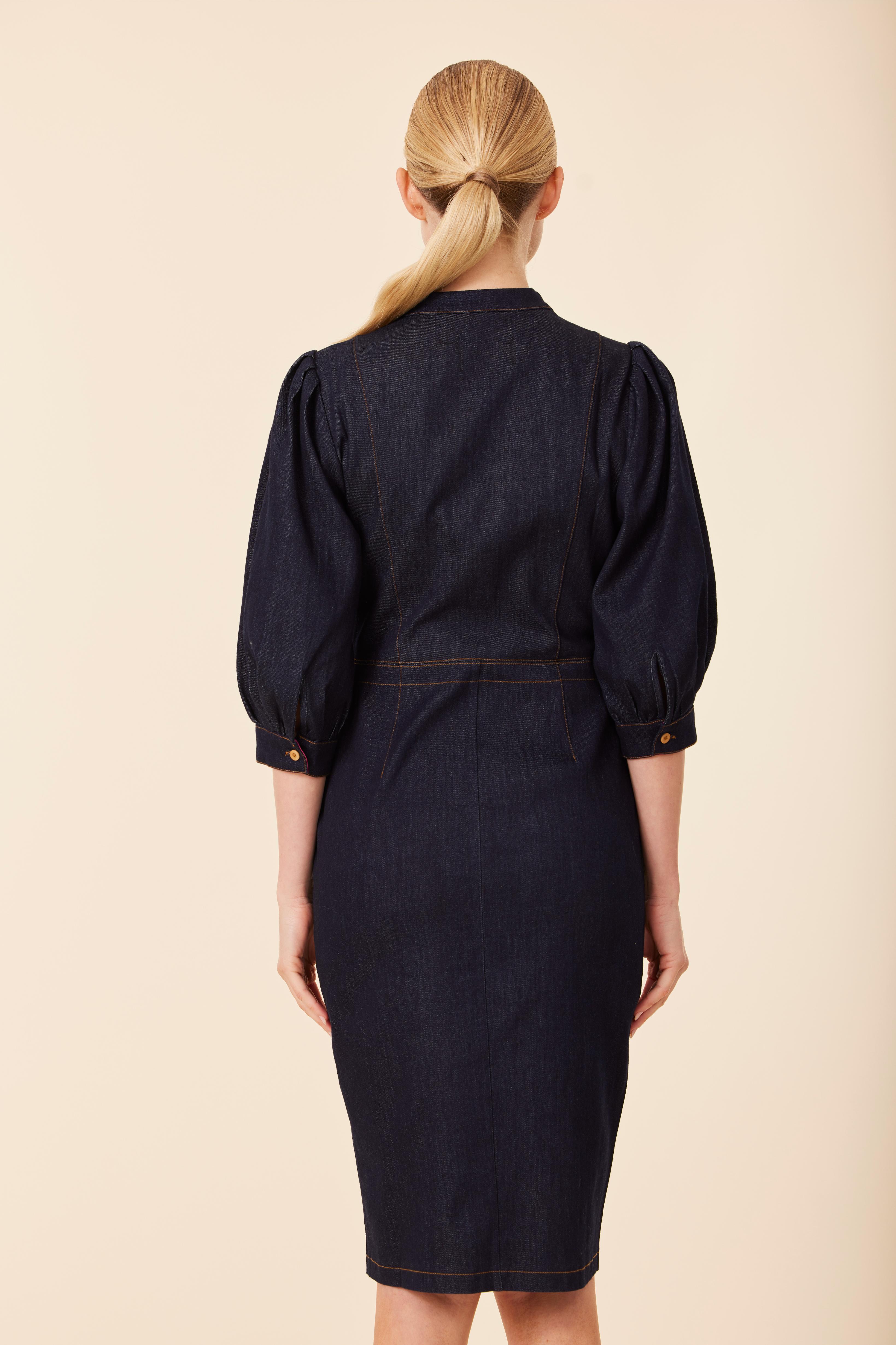 Denim Gold Button Dress Denim / M