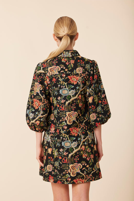 Tapestry Floral Exaggerated Sleeve Dress