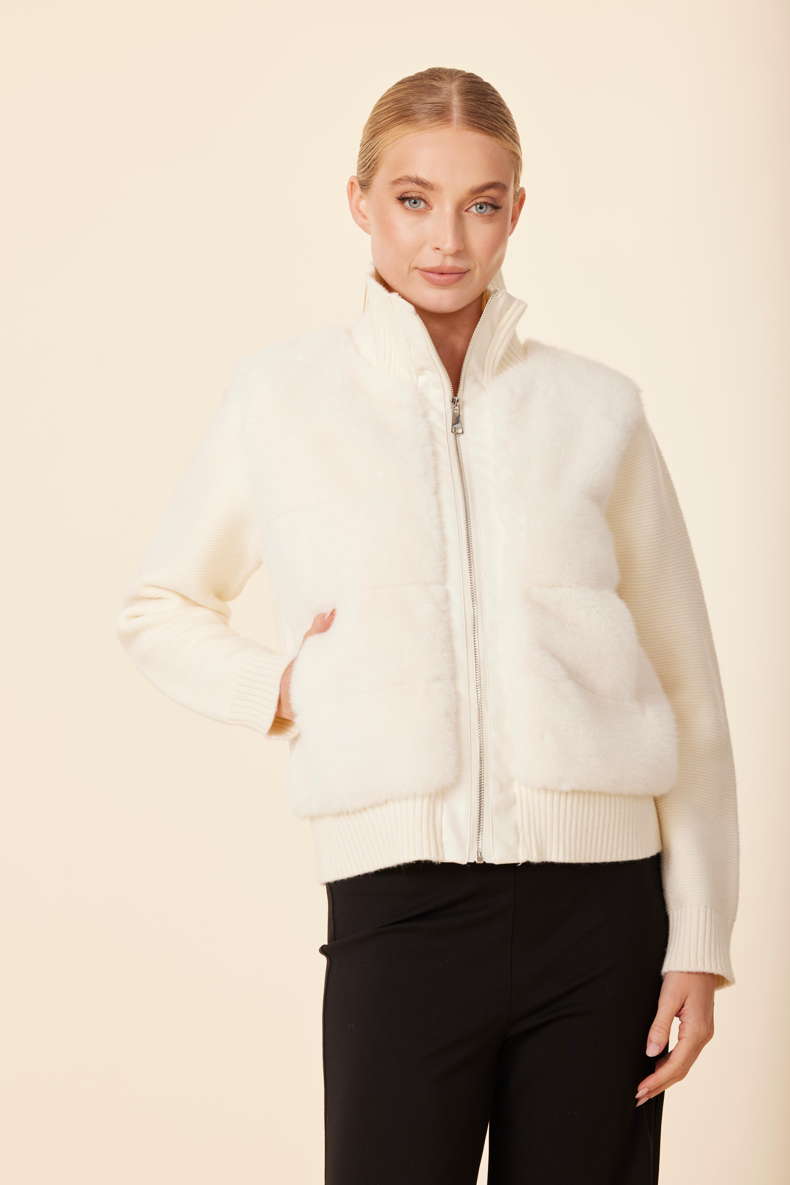 Faux Fur Vegan Leather Trim, Nylon Puff Back Jacket