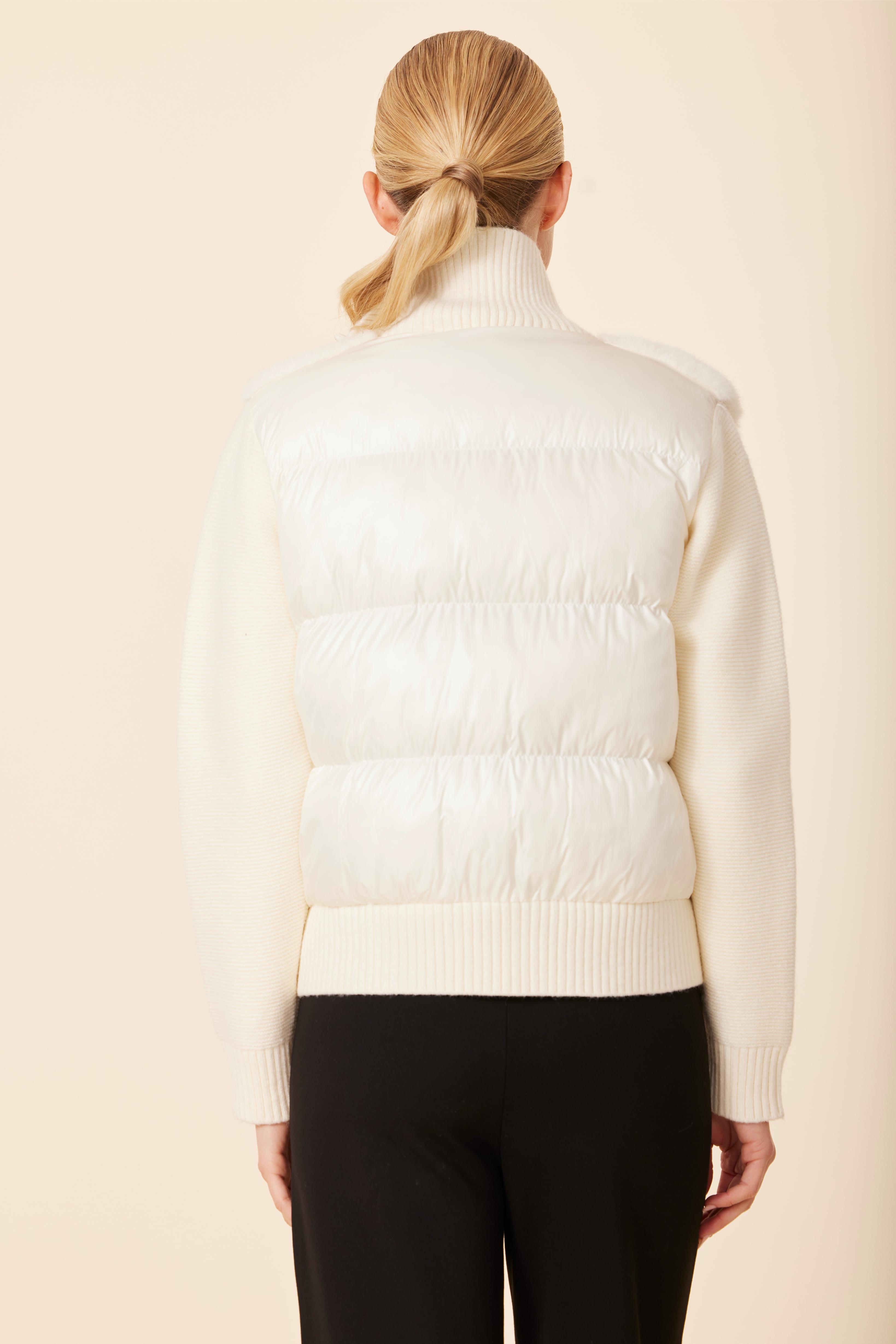 Faux Fur Vegan Leather Trim, Nylon Puff Back Jacket