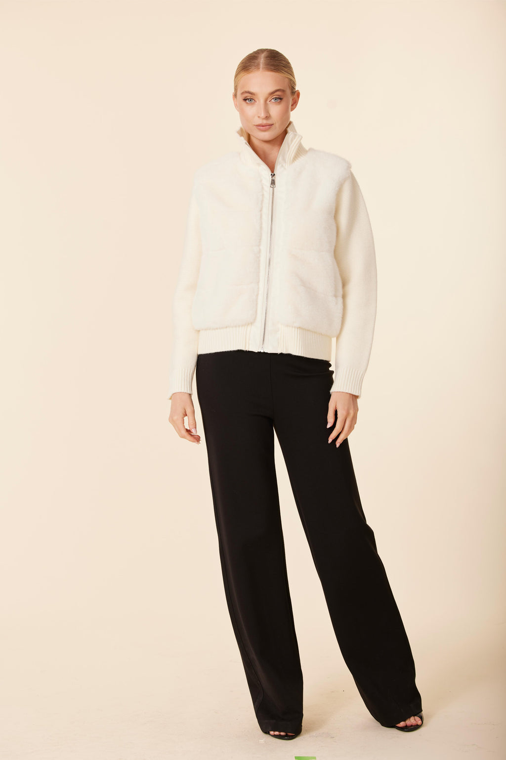 Faux Fur Vegan Leather Trim, Nylon Puff Back Jacket