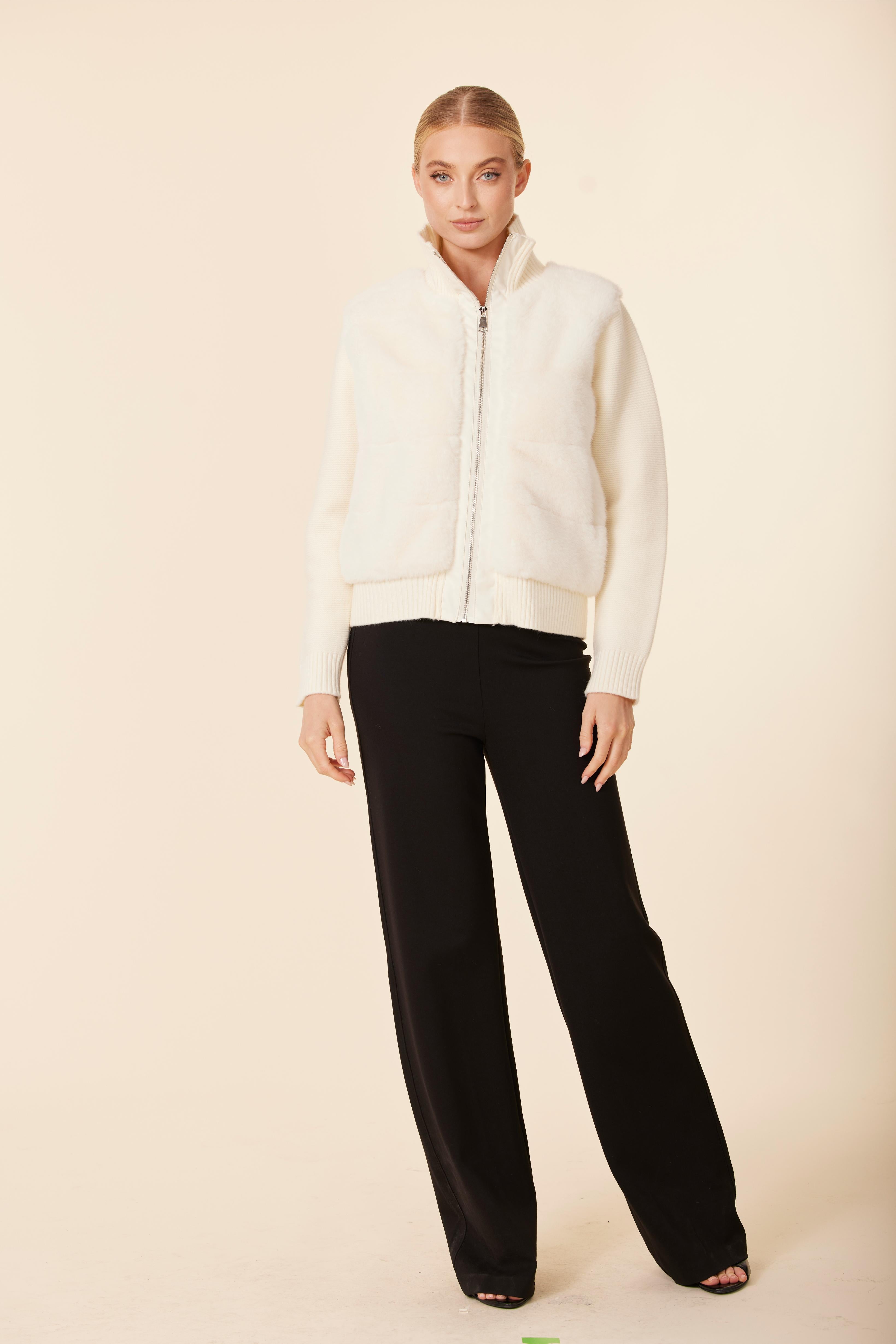 Faux Fur Vegan Leather Trim, Nylon Puff Back Jacket