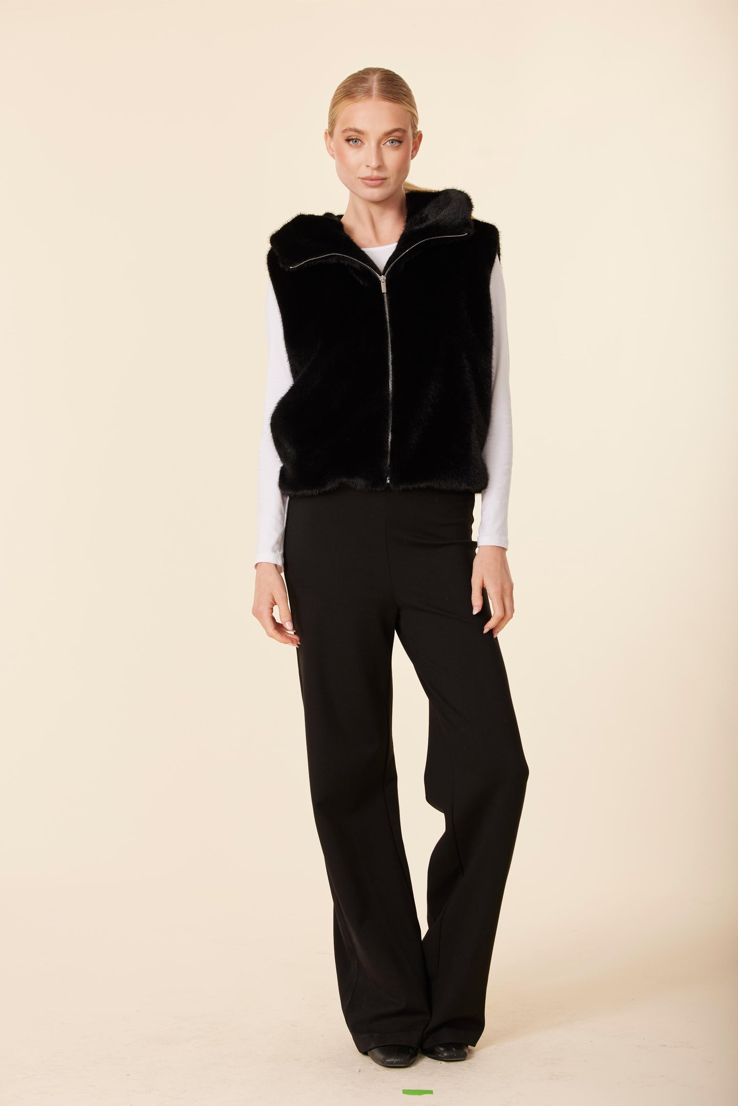 Faux Fur Zip Hoody Vest