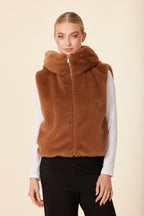 Faux Fur Zip Hoody Vest