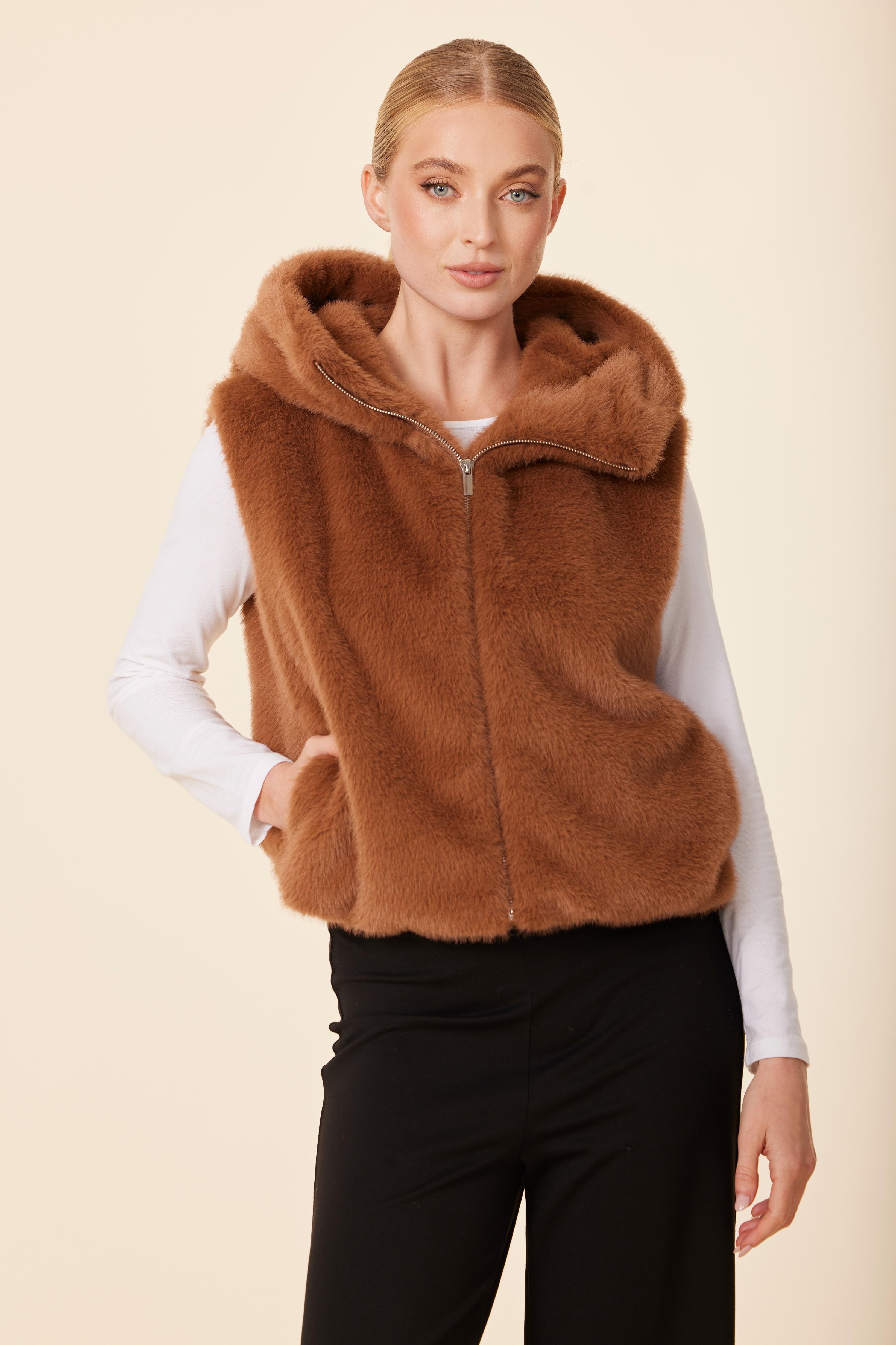 Faux Fur Zip Hoody Vest