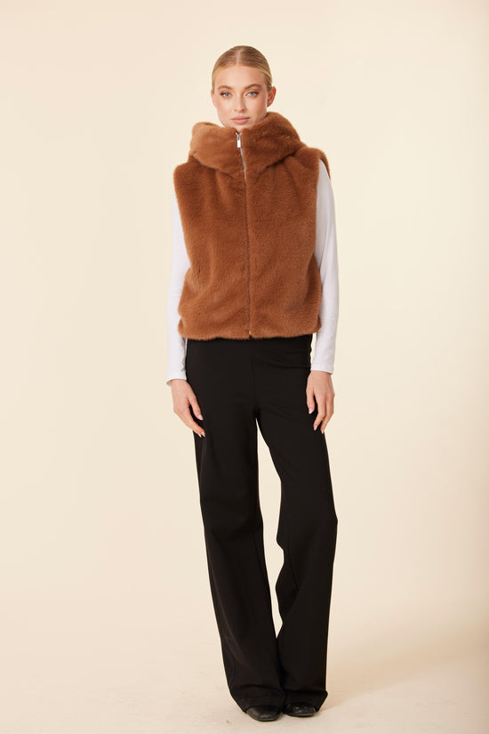 Faux Fur Zip Hoody Vest