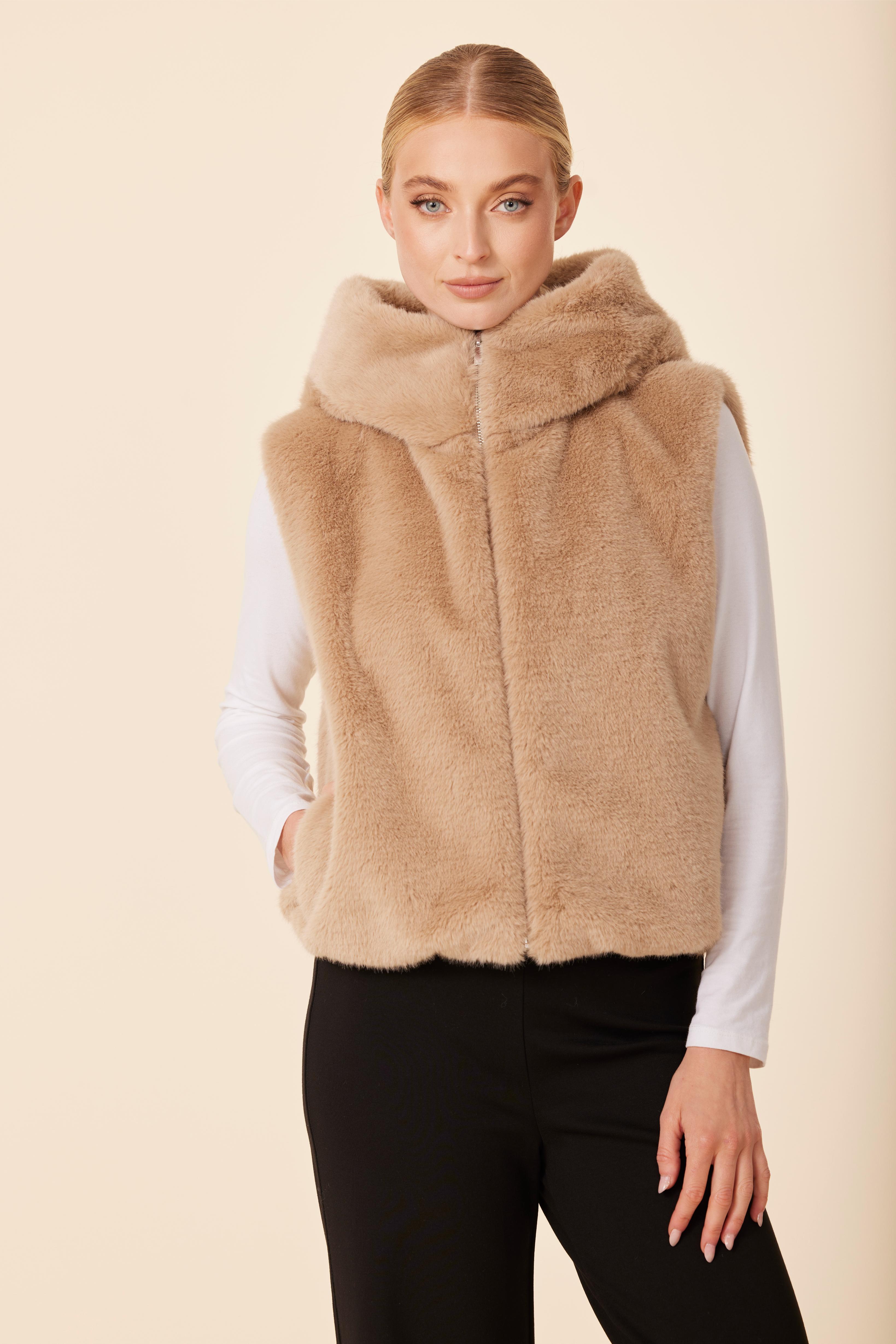 Faux Fur Zip Hoody Vest